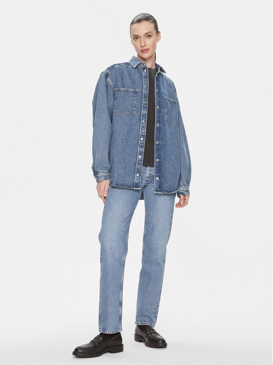 Samsøe Samsøe Samsøe Samsøe cămașă de blugi Eleanor F23400135 Albastru Relaxed Fit