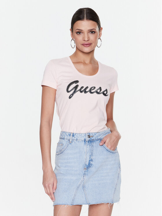 Guess Majica Adriana W3RI50 J1314 Roza Slim Fit