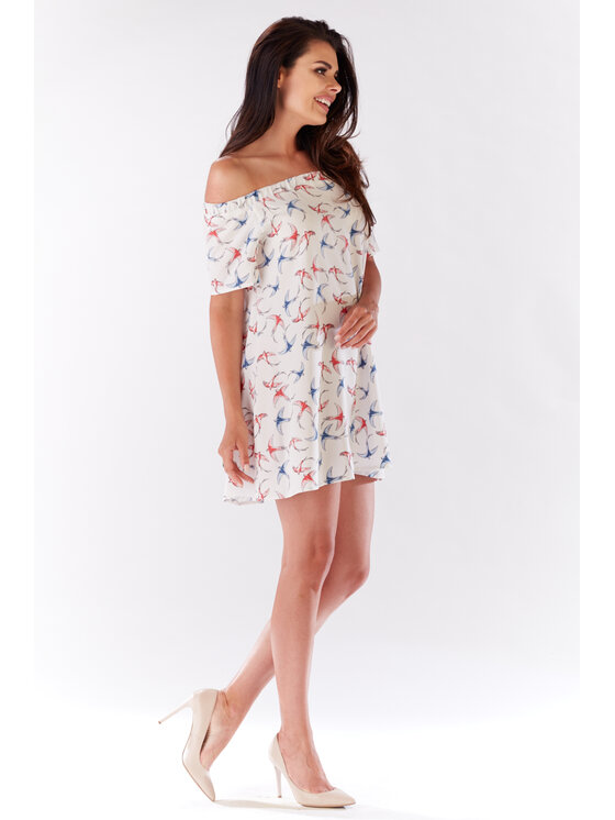 Awama Awama Sukienka letnia A175 Écru Basic Fit