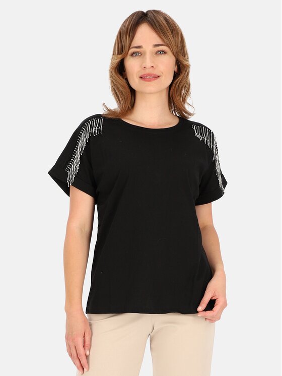 Perso Perso T-Shirt TCE240011F Černá Regular Fit
