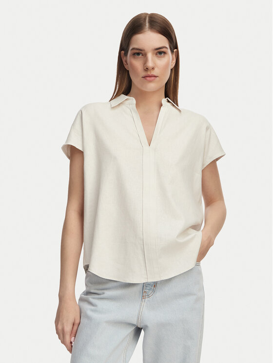 Calvin Klein Jeans Cămașă Monogram LV04RC276G Bej deschis Slim Fit