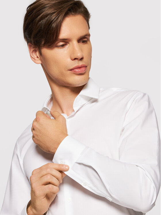 Calvin Klein Calvin Klein Πουκάμισο 2ply Poplin Stretch Slim Shirt K10K103025 Λευκό Slim Fit