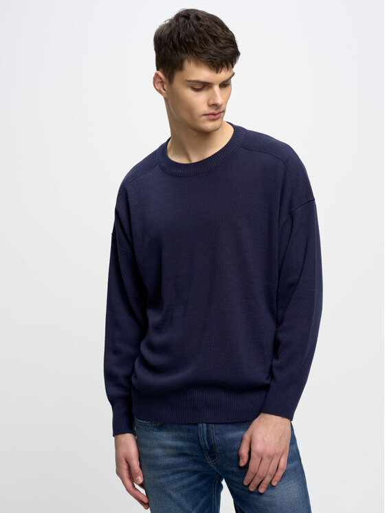 BIG STAR BIG STAR Sweter STAN_403_160 Granatowy Oversize