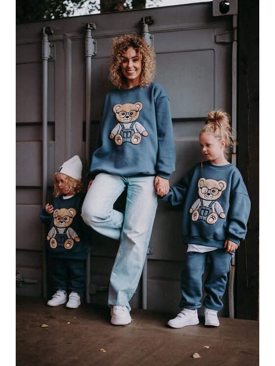 Bejbi Story Bejbi Story Bluza Bluza oversize Andy Teddy dla mamy i taty bez kaptura Granatowy Oversize