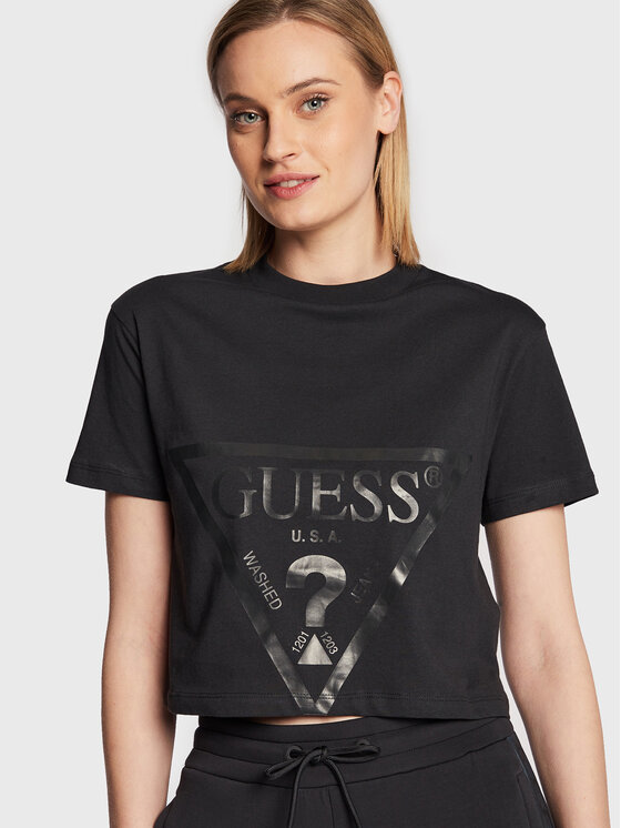 Guess Guess Tričko Adele V2YI06 K8HM0 Čierna Regular Fit