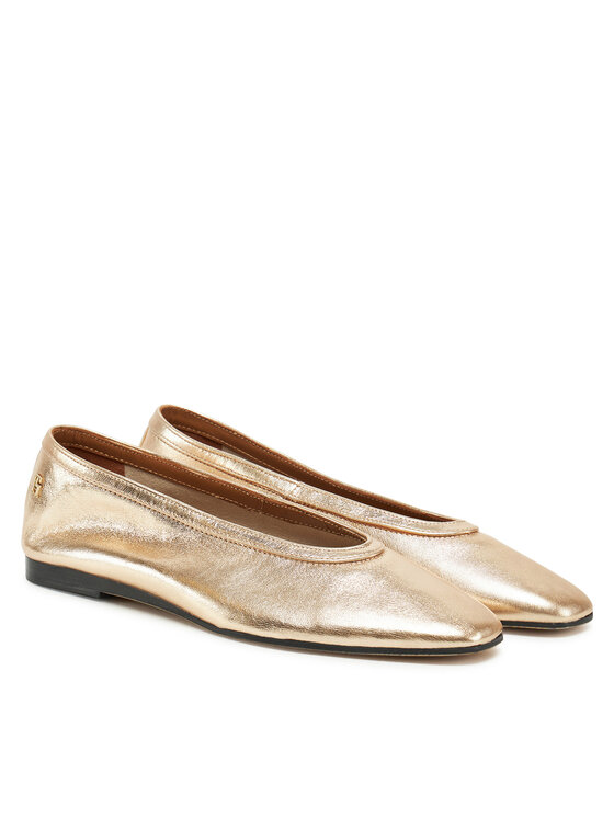 Tommy Hilfiger Tommy Hilfiger Balerinos Soft Metal Lthr Ballerina No Bow FW0FW08601 Auksinė