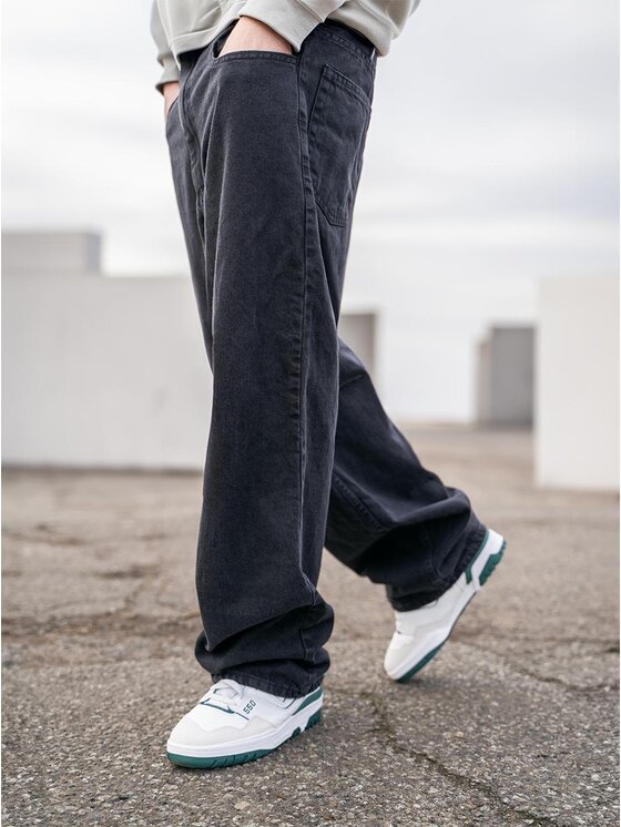 Metoda Sport Metoda Sport Jeansy Szerokie Spodnie Jeansowe Baggy Męskie Czarne Metoda Sport Laur Pocket XL Czarny Regular Fit