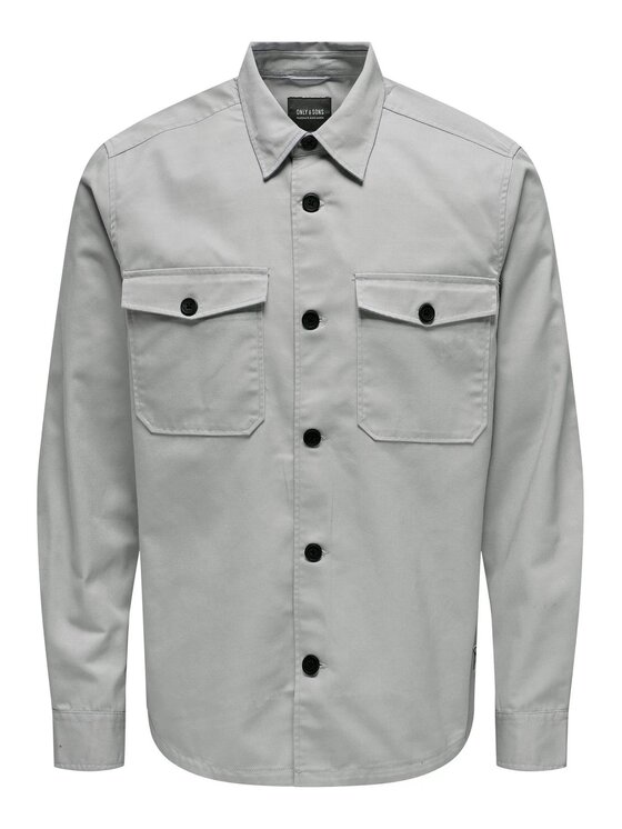 Only & Sons Only & Sons Camicia ONSMILO OVR MERCERIZED TWILL LS SHIRT Grigio Regular Fit