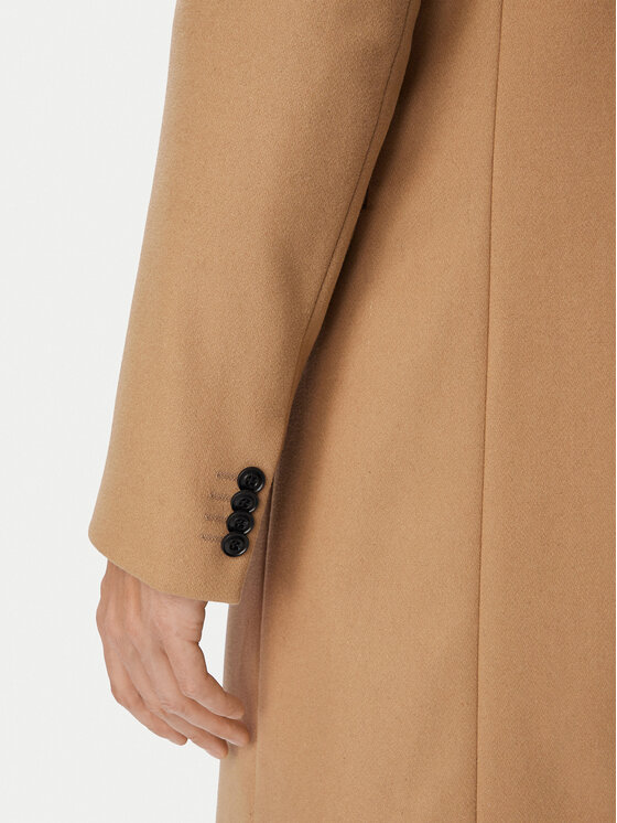 HUGO HUGO Płaszcz wełniany 50569210 Beżowy Slim Fit