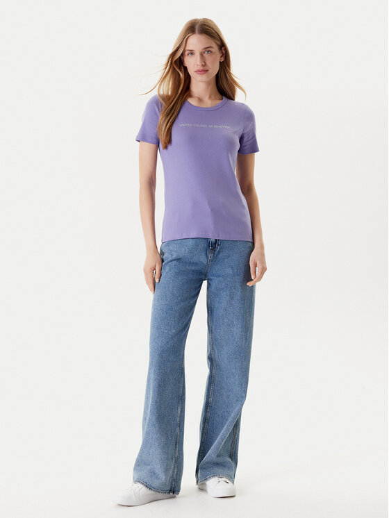 United Colors Of Benetton United Colors Of Benetton T-Shirt 3GA2E16A2 Fioletowy Regular Fit