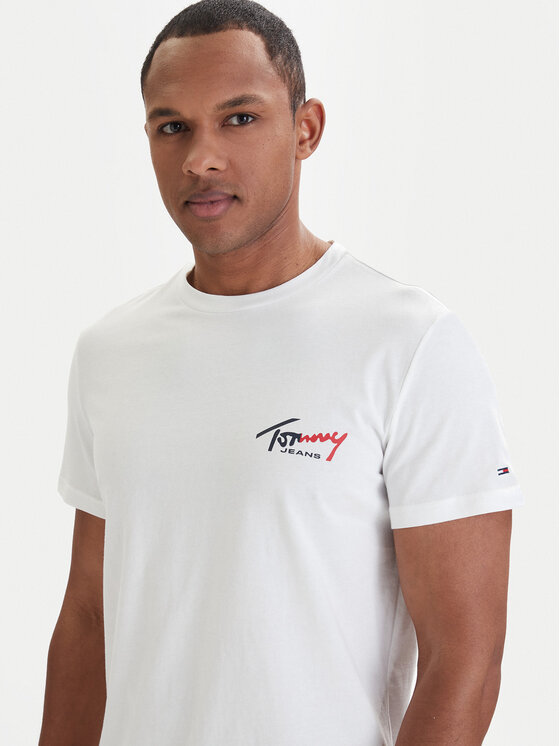Tommy Jeans Tommy Jeans Póló DM0DM22538 Fehér Slim Fit