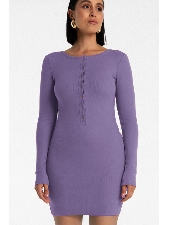 Nudyess Nudyess Vestito di maglia Isla mini z prążka Viola Fitted Fit