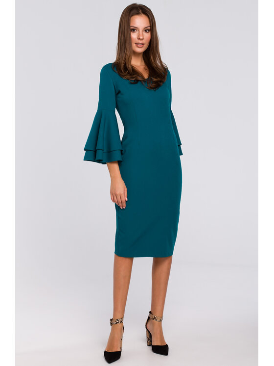 Makover Makover Elegantní šaty K002 Modrá Regular Fit