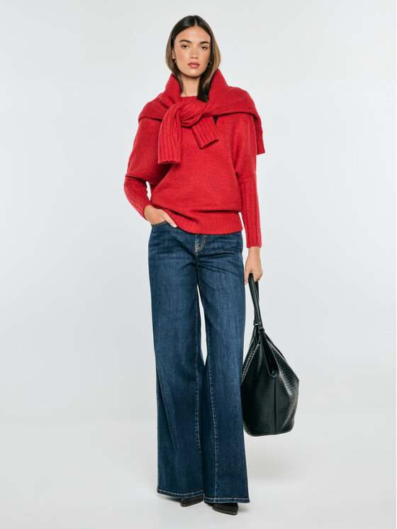 BIG STAR BIG STAR Sweter MAYAMIKOS Czerwony Oversize