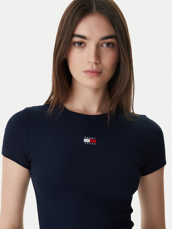 Tommy Jeans Tommy Jeans Longsleeve Badge DW0DW17881 Blu scuro Slim Fit