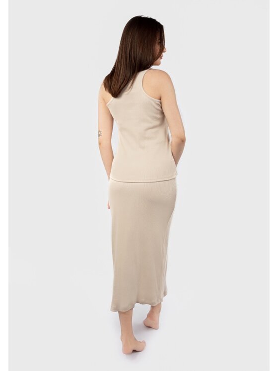 DKaren Sport DKaren Sport Komplet bluzka i spódnica DK-K-P1 Beżowy Slim Fit