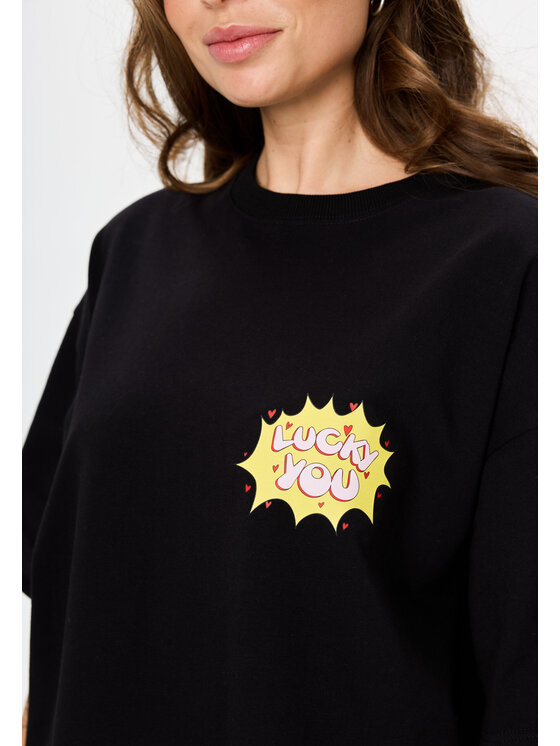 Mirons Mirons T-Shirt Print Biały Oversize