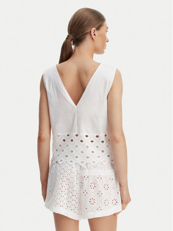 Max Mara Beachwear Max Mara Beachwear Top Maggio 2616161039 Weiß Regular Fit