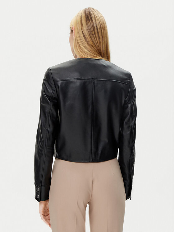 BOSS BOSS Kožená bunda Sadenita 50531325 Čierna Regular Fit