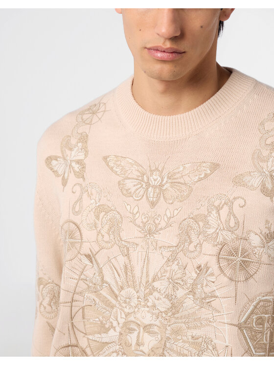 PHILIPP PLEIN PHILIPP PLEIN Sweter 29965 Beżowy Regular Fit