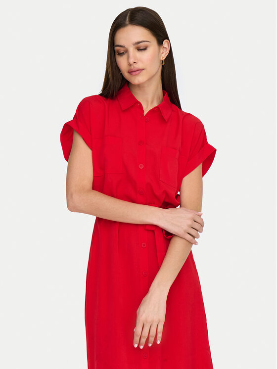 ONLY ONLY Haljina košulja Hannover 15191953 Crvena Regular Fit