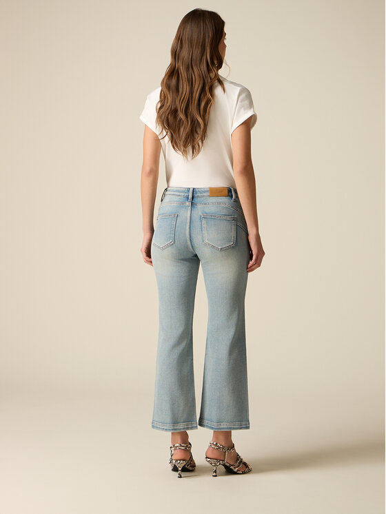 Oltre Oltre Jeansy P496R009211N004 Turkusowy Flare Fit
