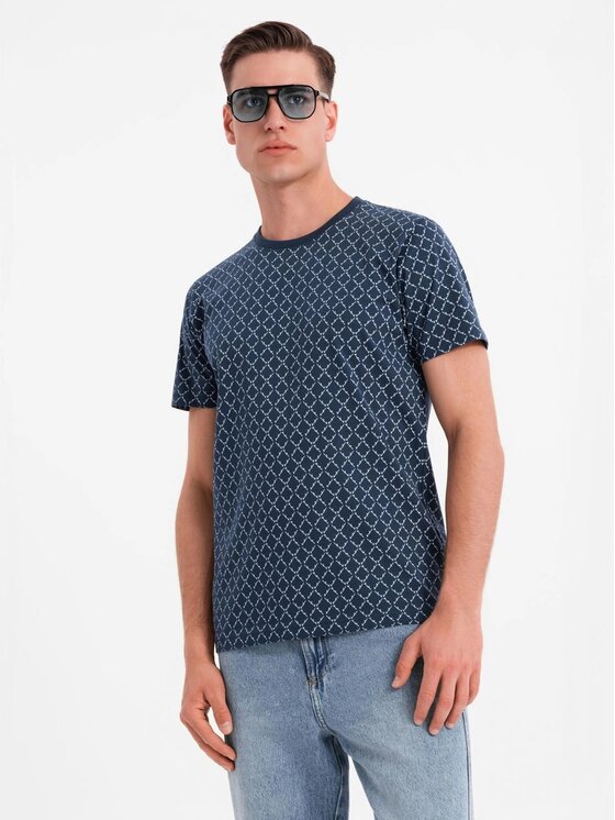 Ombre Ombre T-Shirt OM-TSFP-0250 Granatowy Regular Fit