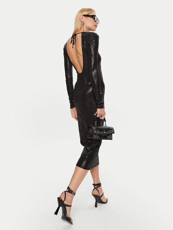 Patrizia Pepe Koktejlové šaty 2A2856/J242-K459 Čierna Slim Fit