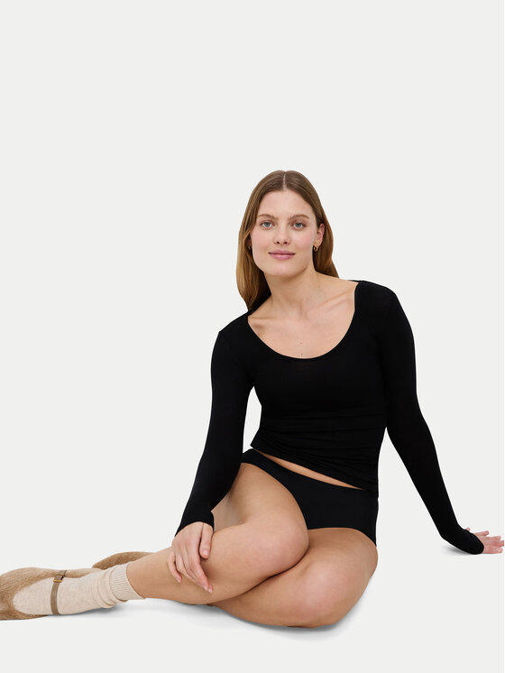 Triumph Triumph Μπλούζα πιτζάμας Bauty Layers 10225060 Μαύρο Slim Fit