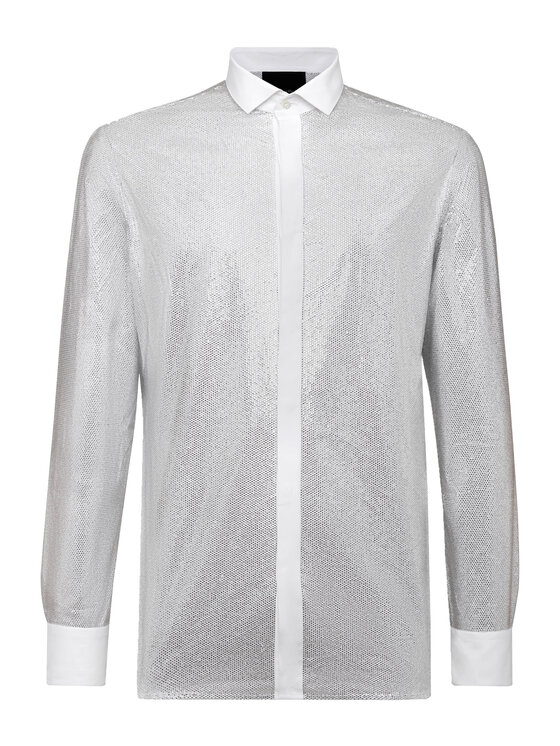 PHILIPP PLEIN PHILIPP PLEIN Koszula 22007 Srebrny Regular Fit