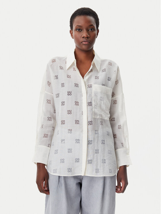HUGO HUGO Košulja Essence 50531562 Bijela Oversize
