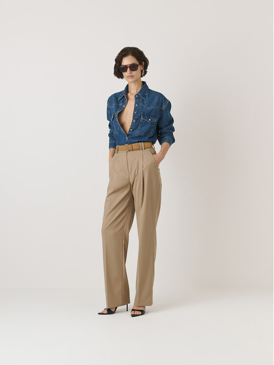 La Mania La Mania Pantalone da abito WOODY Beige Classic Fit