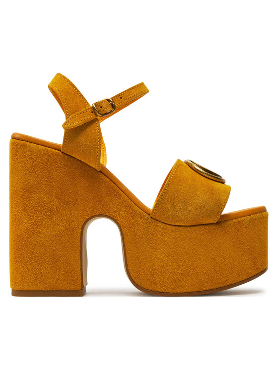 Zoccolo Scarpe Guess Gialle Scarpe Col Tacco Marrone Guess Da