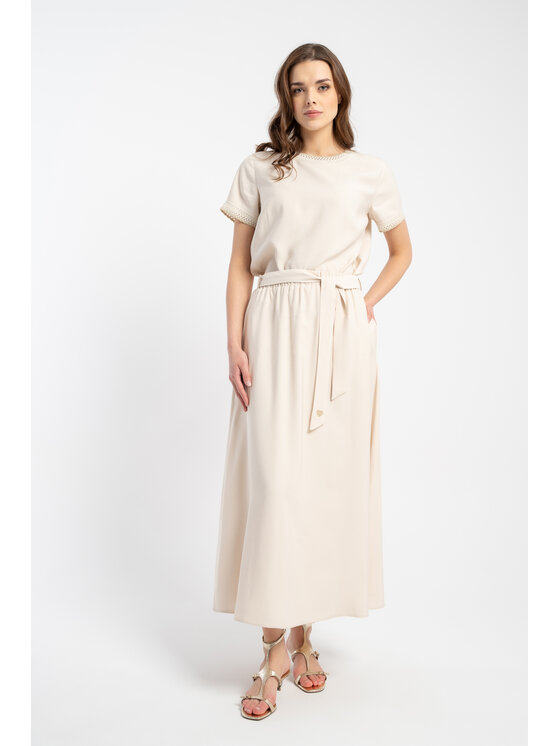 CLICK CLICK Φούστα σε γραμμή Α 50-716 Μπεζ Long Fit