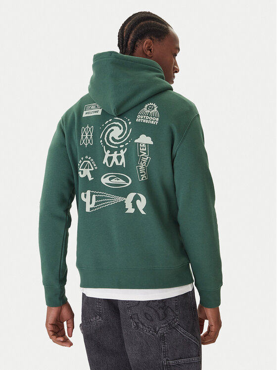 Quiksilver Quiksilver Džemperis ar kapuci Salt Water Graphic EQYFT05126 Zaļš Comfort Fit