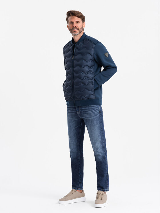 Ombre Ombre Kurtka bomber OM-JALP-0141 Granatowy Regular Fit