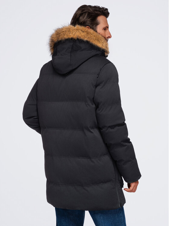 Ombre Ombre Parka OM-JALJ-0310 Czarny Loose Fit