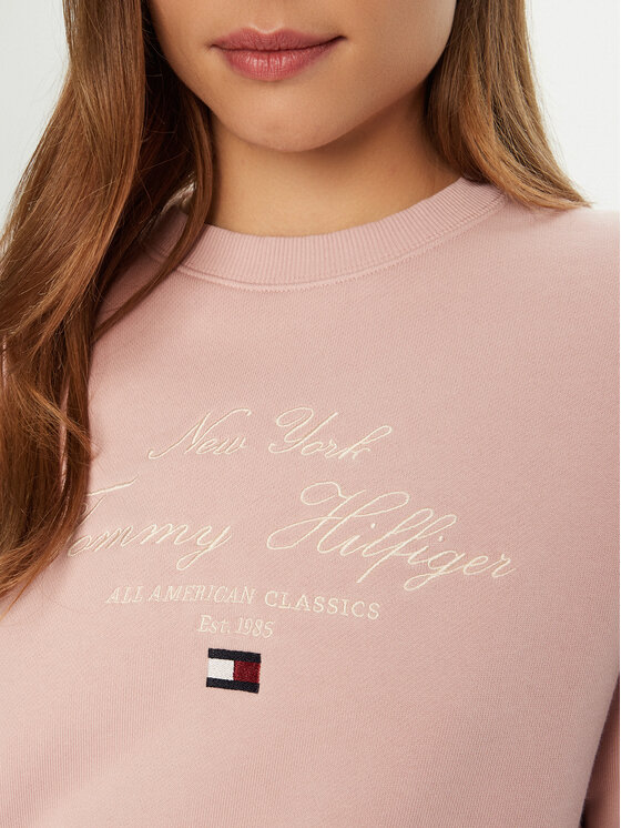 Tommy Hilfiger Tommy Hilfiger Bluză Modern Script WW0WW43844 Roz Regular Fit