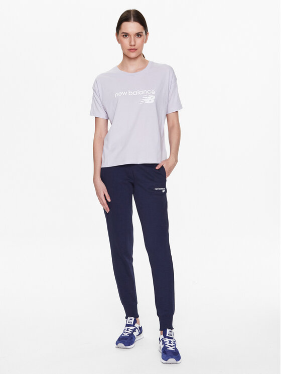 New Balance New Balance Marškinėliai Stacked WT03805 Violetinė Relaxed Fit