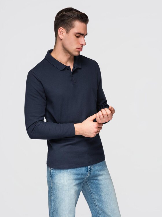 Ombre Ombre Longsleeve OM-POBL-0162 Granatowy Regular Fit