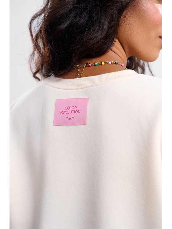 NAOKO NAOKO Bluza The Digital Secret Kremowy Reglan Fit