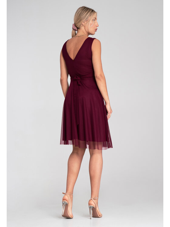 FIGL FIGL Sukienka koktajlowa M1208 Bordowy Flared Fit