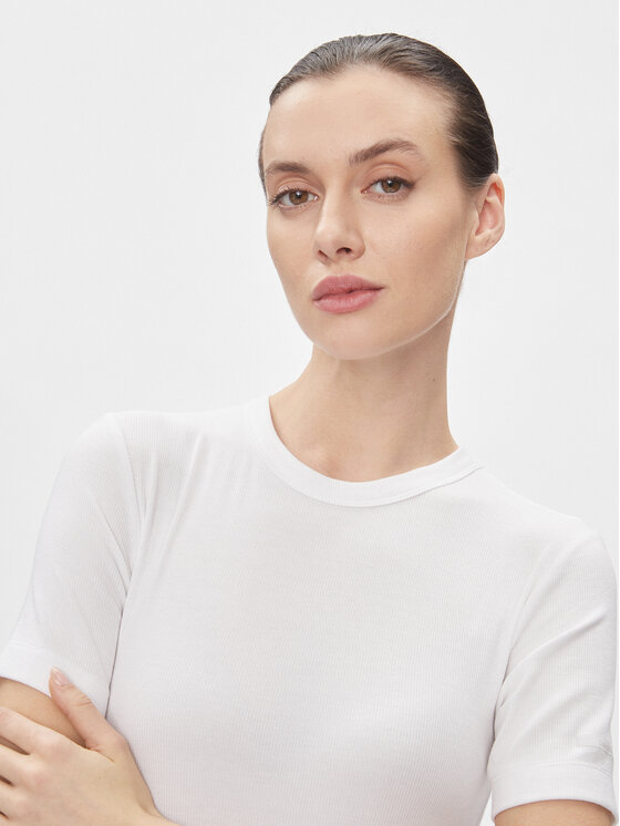 Calvin Klein Calvin Klein Tričko Modal Rib Ss Tee K20K206404 Biela Slim Fit