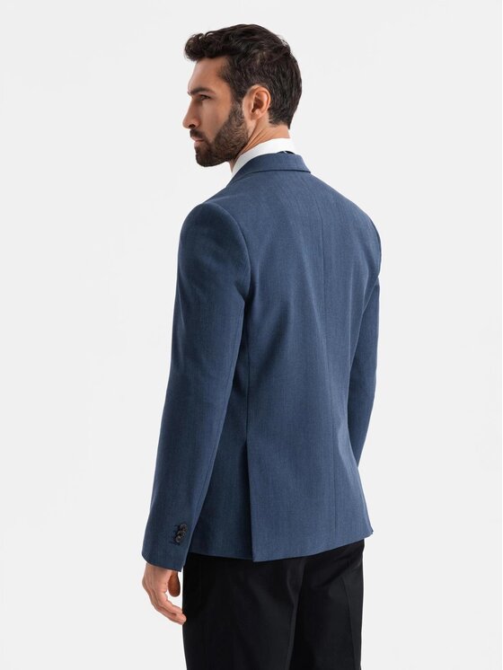 Ombre Ombre Marynarka OM-BLZB-0135 Niebieski Slim Fit