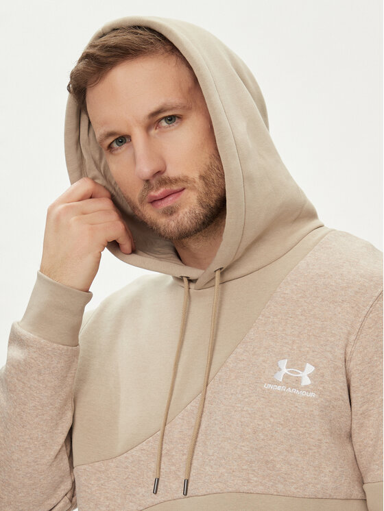 Under Armour Under Armour Technikai pulóver Ua Essential Flc Blocked Hd 1383070-299 Khaki Loose Fit