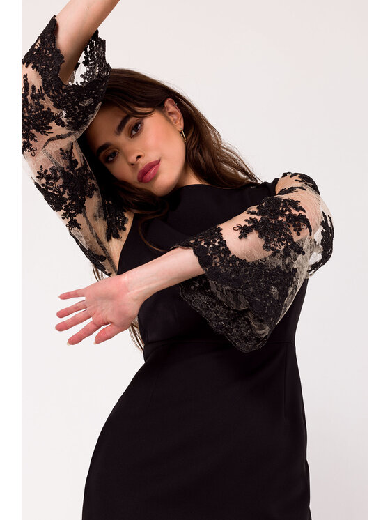 Makover Makover Večerné šaty K182 Čierna Slim Fit