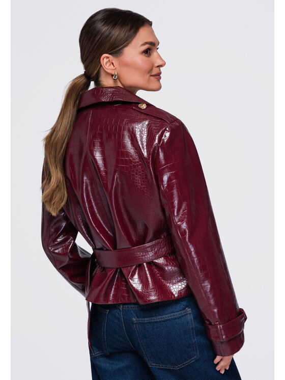 Ombre Ombre Kurtka przejściowa OW-JAFL-0144 Bordowy Regular Fit