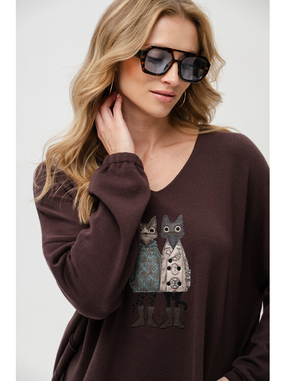 blue shadow blue shadow Sweter Kety Brązowy Regular Fit