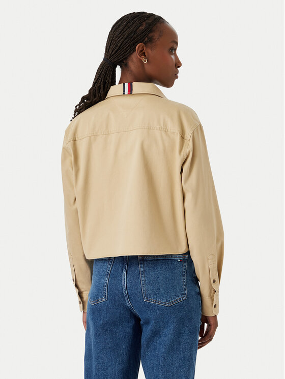 Tommy Jeans Tommy Jeans Риза DW0DW22942 Бежов Cropped Fit