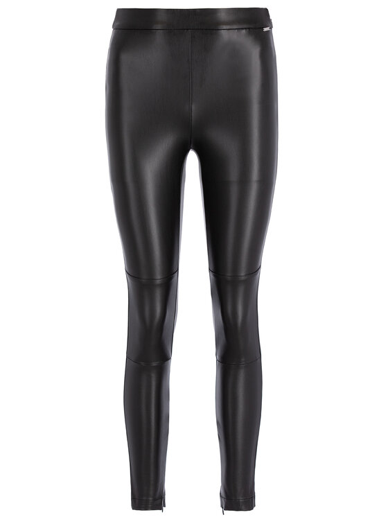 Guess Guess Панталони от имитация на кожа W94B72 WBG60 Черен Slim Fit